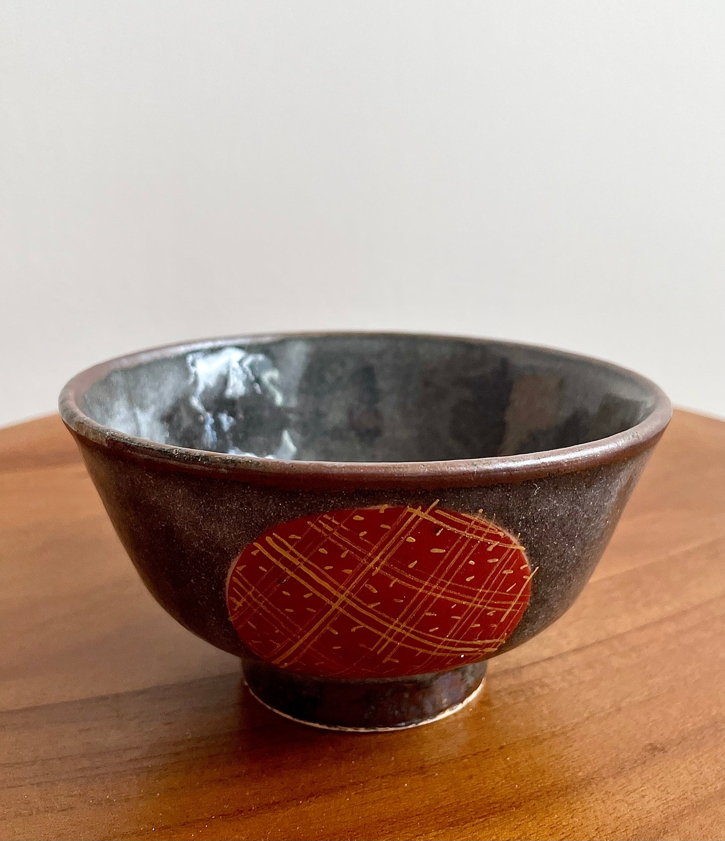 Zoho Gama Dark Brown Rice Bow鼡志野赤絵 碗