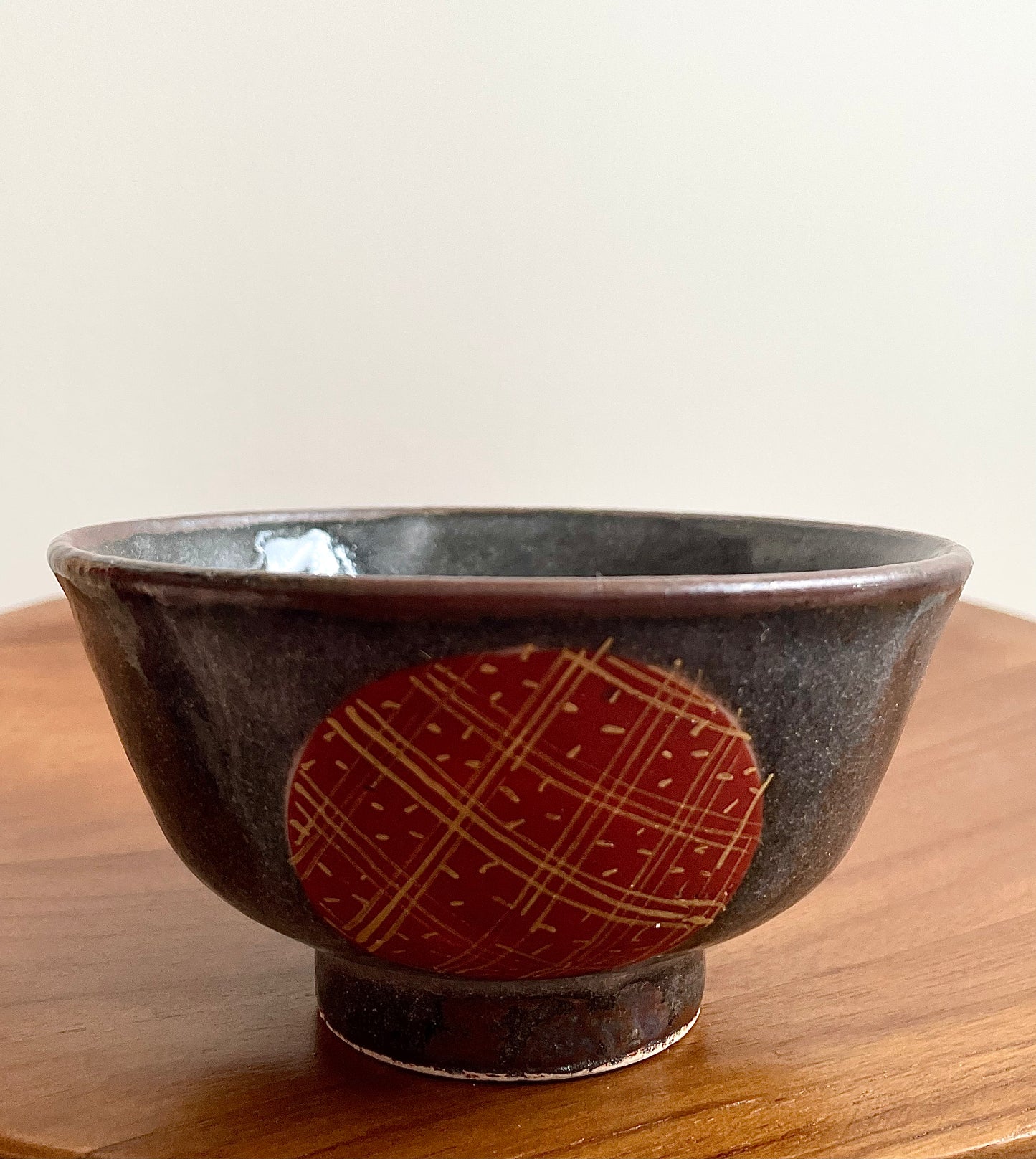 Zoho Gama Dark Brown Rice Bow鼡志野赤絵 碗
