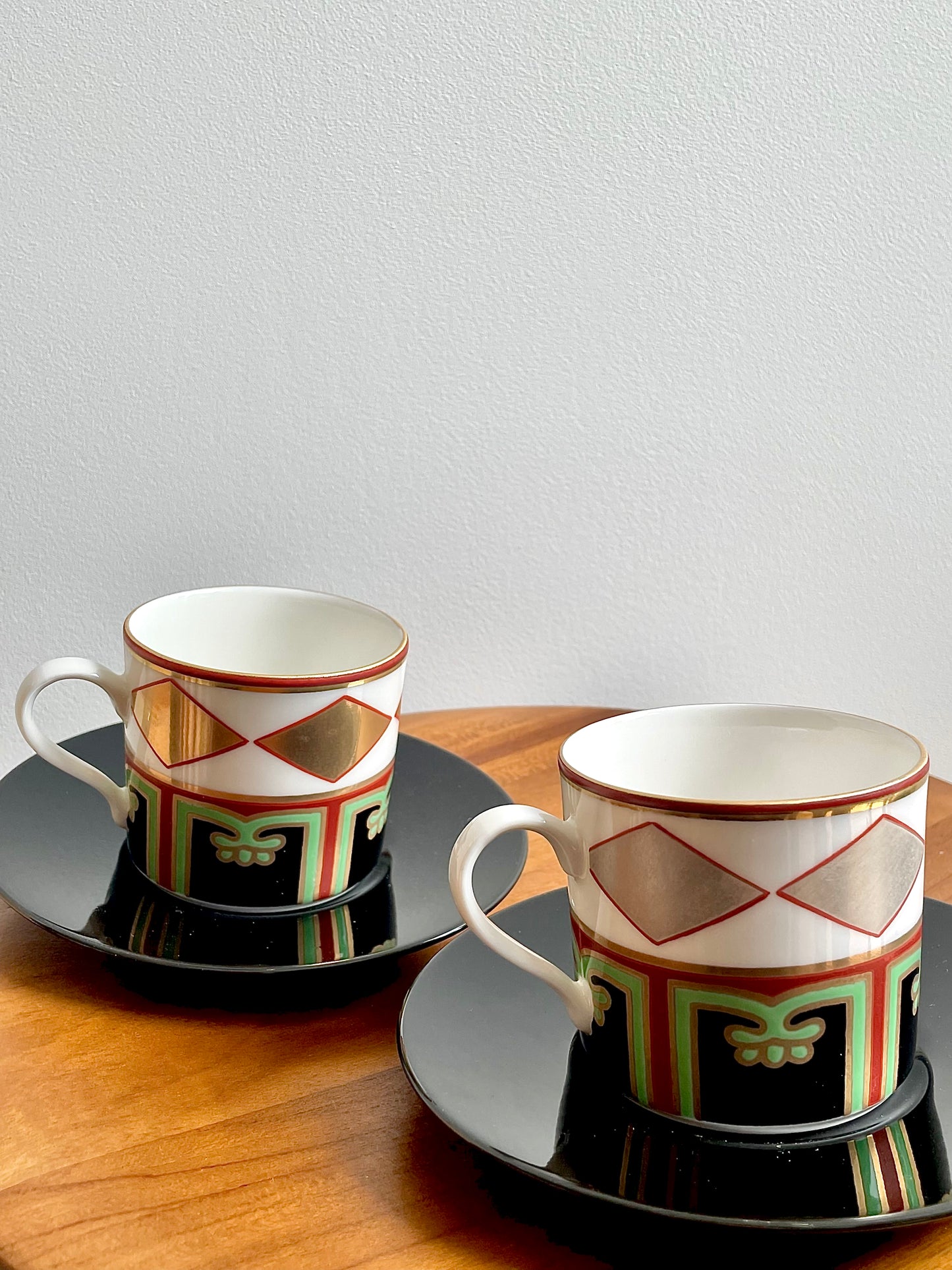 Zoho Gama Coffee Cup set 色絵金銀菱ペアコーヒーカップ碗皿