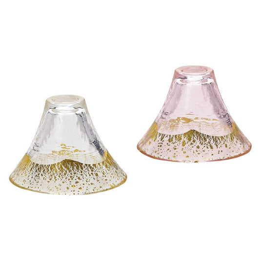 Toyo-sasaki Mt. Fuji Chilled Sake Glass Set (Gold Rim & Gold Cherry Blossom)