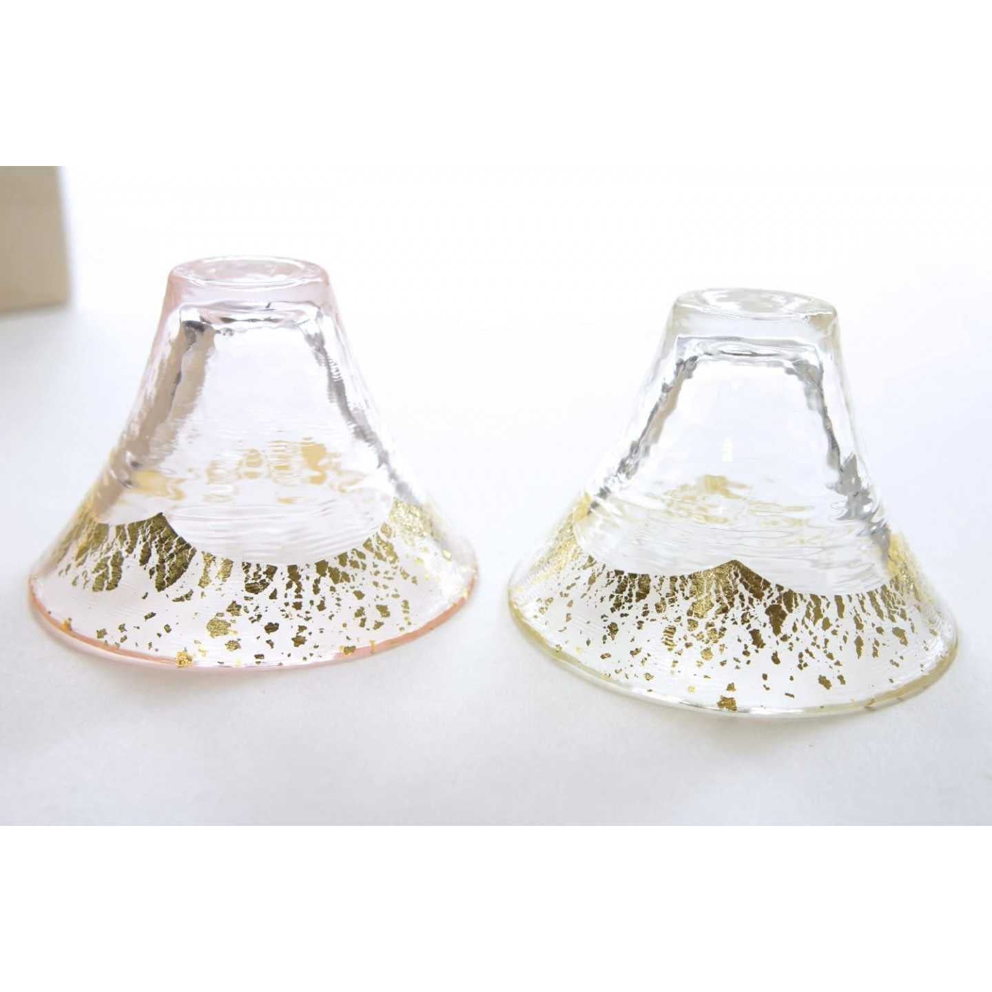 Toyo-sasaki Mt. Fuji Chilled Sake Glass Set (Gold Rim & Gold Cherry Blossom)