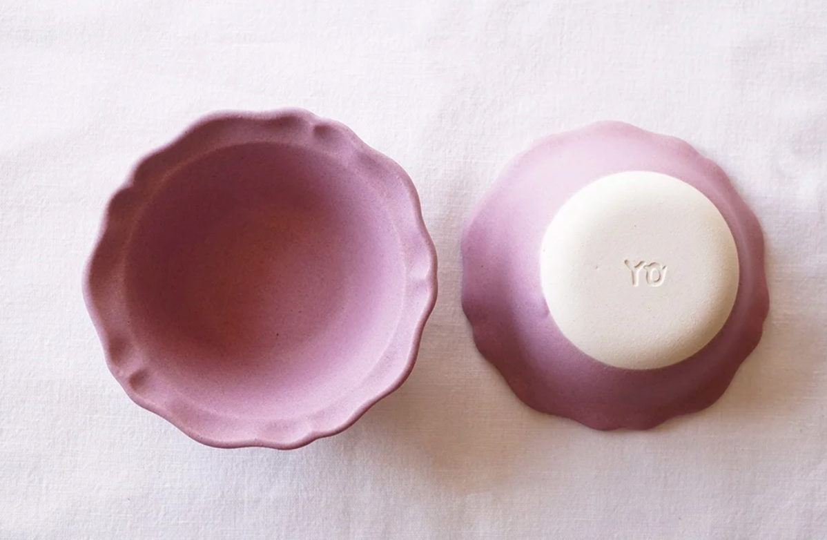 Yoshizawa Handmade Plum Pink Glaze Small Bowl