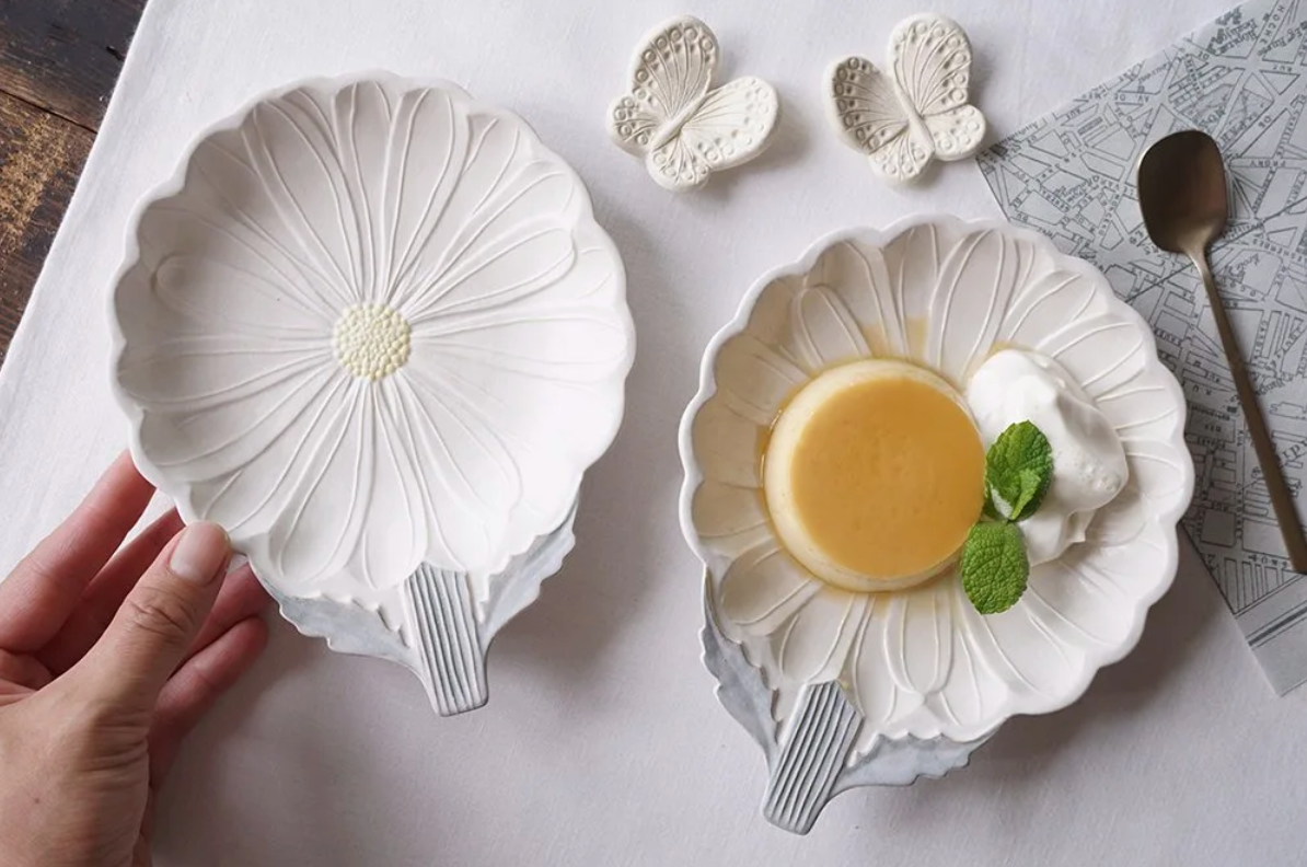 Yoshizawa Plate with Daisy and Leaves