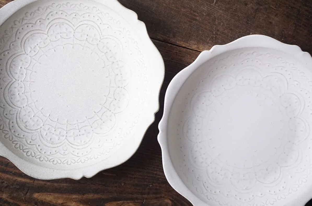 Yoshizawa White Lace Pattern Plate