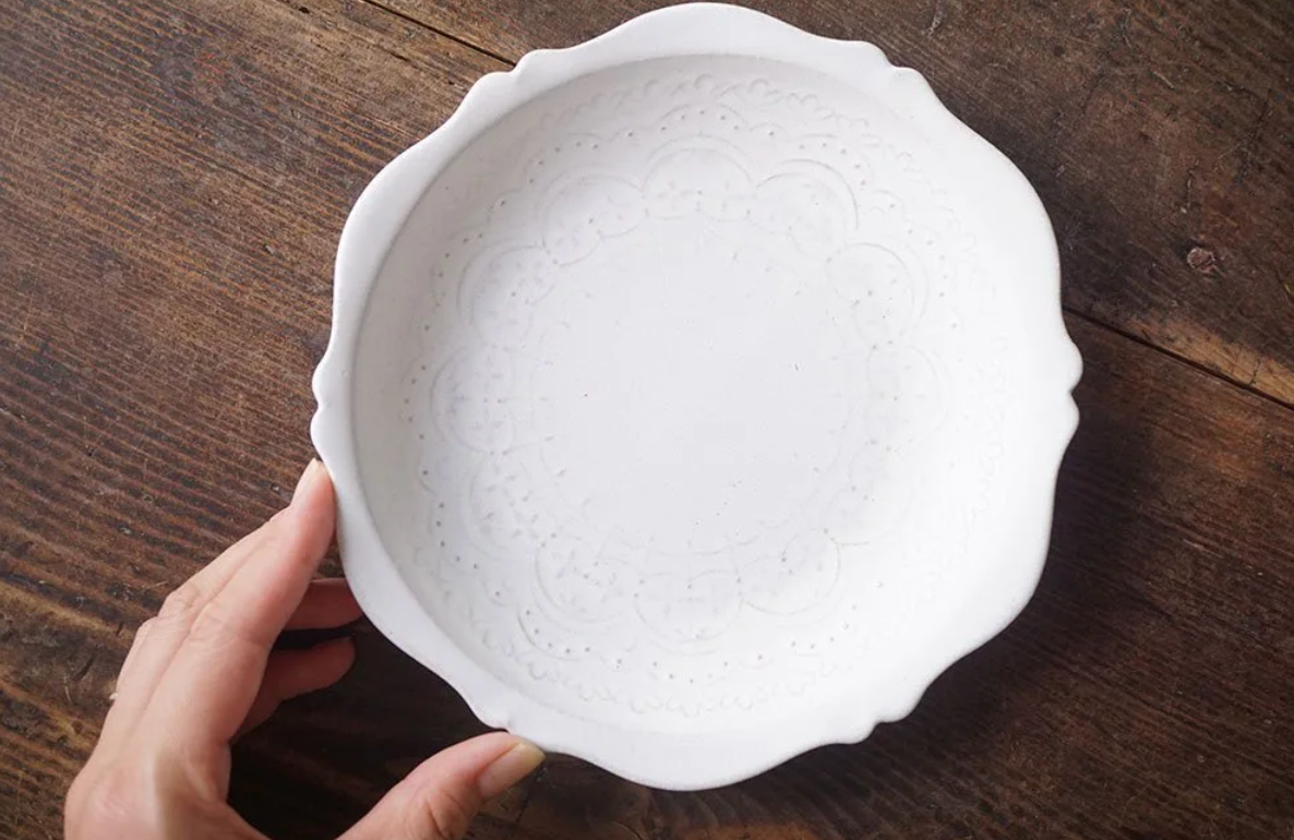 Yoshizawa White Lace Pattern Plate