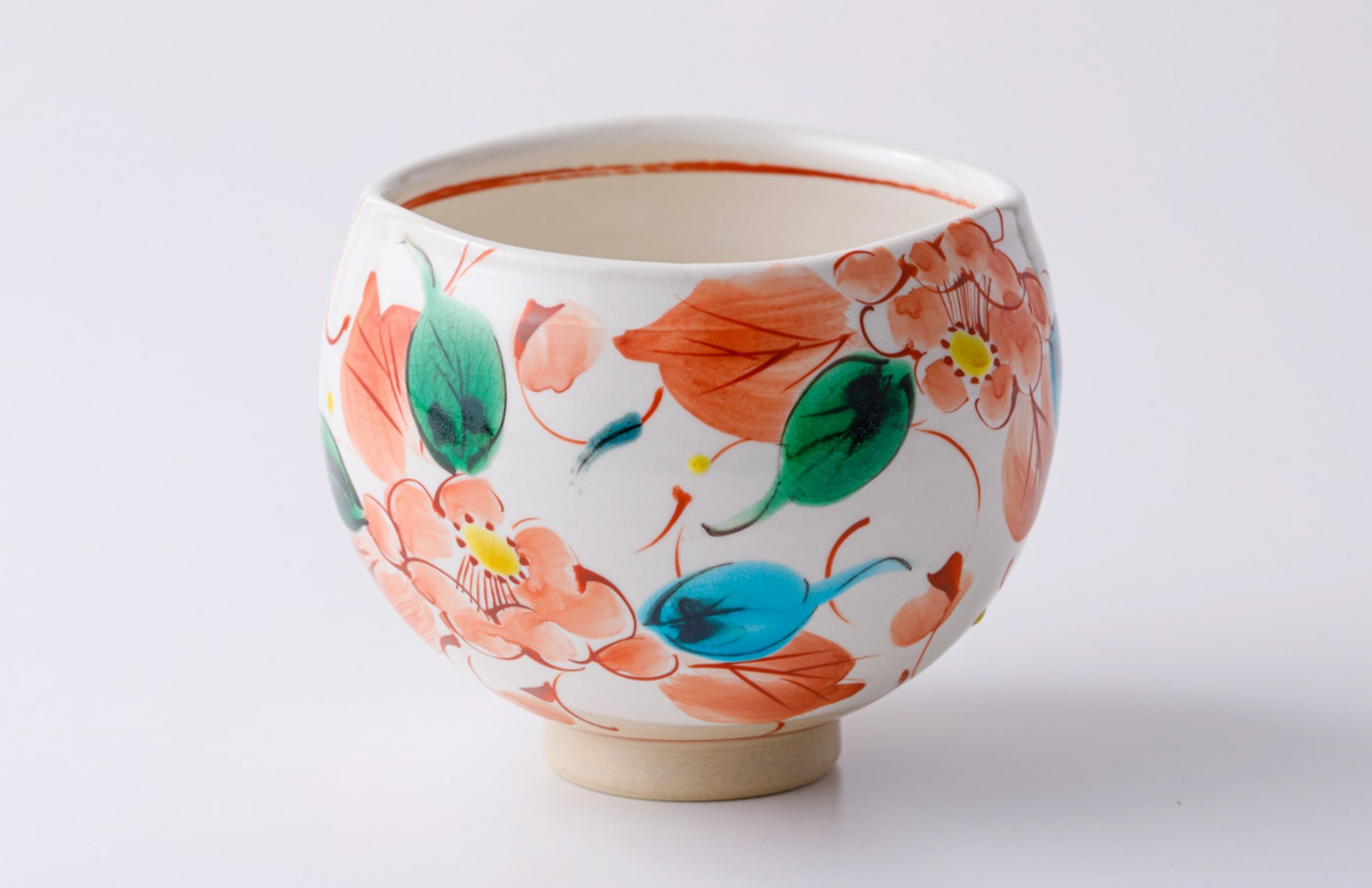 虚空藏窑 bowl いっぷく碗 椿に唐草