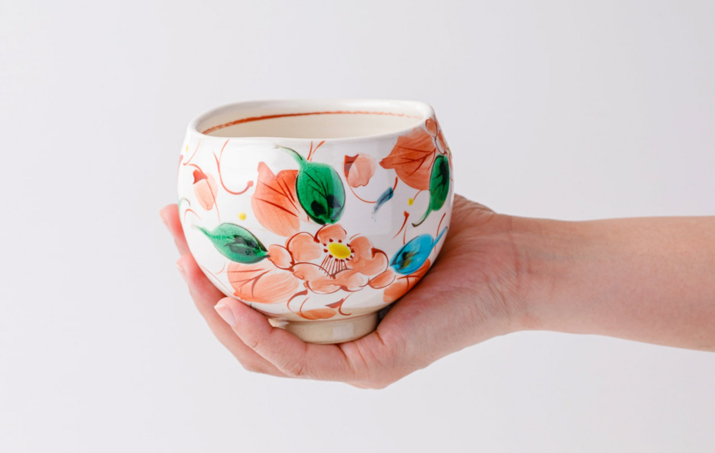 虚空藏窑 bowl いっぷく碗 椿に唐草