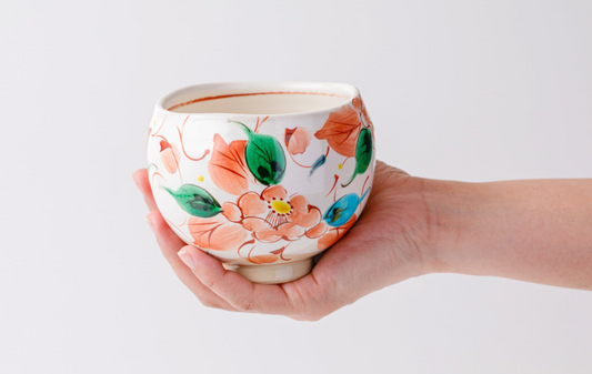 虚空藏窑 bowl いっぷく碗 椿に唐草