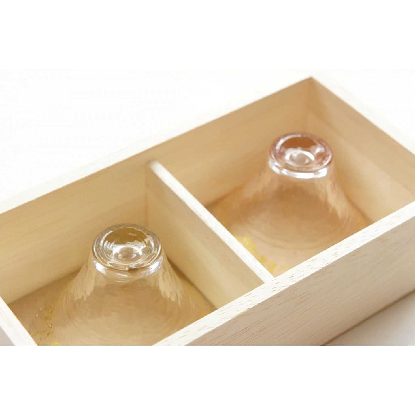 Toyo-sasaki Mt. Fuji Chilled Sake Glass Set (Gold Rim & Gold Cherry Blossom)