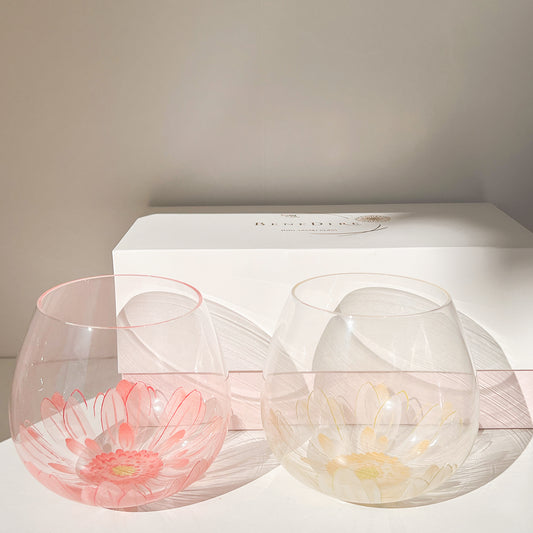 Toyo-sasaki Fleurir Flower Water Glass with gift box (rounded bottom)